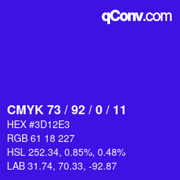 カラーコード: CMYK 73 / 92 / 0 / 11 | qconv.com