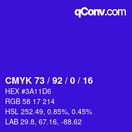 カラーコード: CMYK 73 / 92 / 0 / 16 | qconv.com