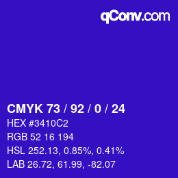カラーコード: CMYK 73 / 92 / 0 / 24 | qconv.com