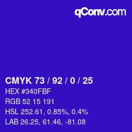 Color code: CMYK 73 / 92 / 0 / 25 | qconv.com