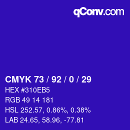 カラーコード: CMYK 73 / 92 / 0 / 29 | qconv.com