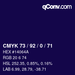Color code: CMYK 73 / 92 / 0 / 71 | qconv.com