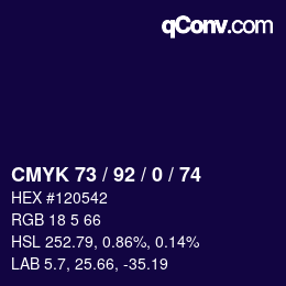 颜色代码: CMYK 73 / 92 / 0 / 74 | qconv.com