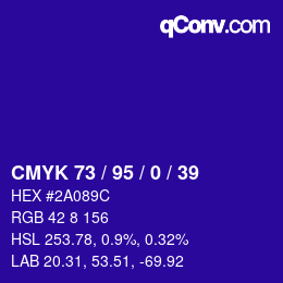 Color code: CMYK 73 / 95 / 0 / 39 | qconv.com