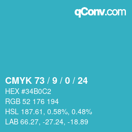 Código de color: CMYK 73 / 9 / 0 / 24 | qconv.com