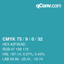 Color code: CMYK 73 / 9 / 0 / 32 | qconv.com