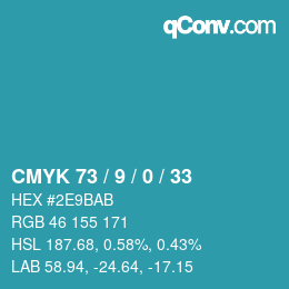 カラーコード: CMYK 73 / 9 / 0 / 33 | qconv.com