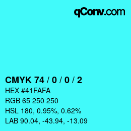 Color code: CMYK 74 / 0 / 0 / 2 | qconv.com