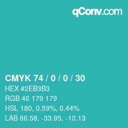 Color code: CMYK 74 / 0 / 0 / 30 | qconv.com