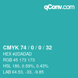 Color code: CMYK 74 / 0 / 0 / 32 | qconv.com