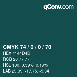 Color code: CMYK 74 / 0 / 0 / 70 | qconv.com