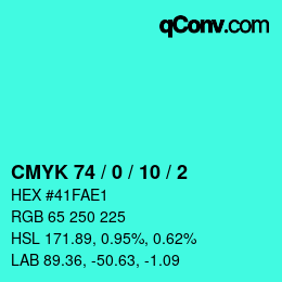 カラーコード: CMYK 74 / 0 / 10 / 2 | qconv.com