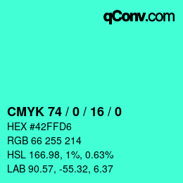 Color code: CMYK 74 / 0 / 16 / 0 | qconv.com