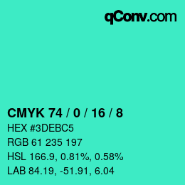 Color code: CMYK 74 / 0 / 16 / 8 | qconv.com