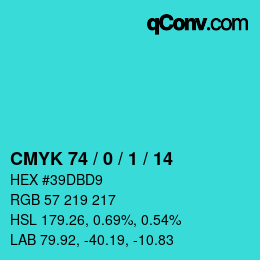 カラーコード: CMYK 74 / 0 / 1 / 14 | qconv.com