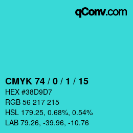 Color code: CMYK 74 / 0 / 1 / 15 | qconv.com