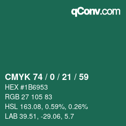 カラーコード: CMYK 74 / 0 / 21 / 59 | qconv.com