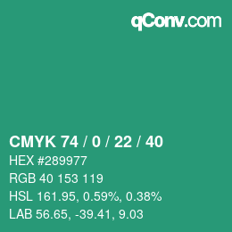 Farbcode: CMYK 74 / 0 / 22 / 40 | qconv.com
