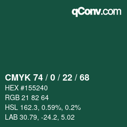 Farbcode: CMYK 74 / 0 / 22 / 68 | qconv.com