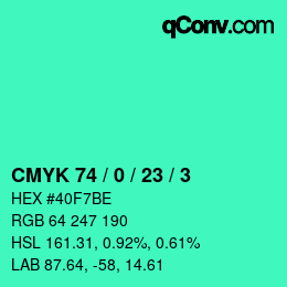 颜色代码: CMYK 74 / 0 / 23 / 3 | qconv.com