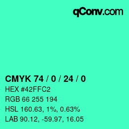 Color code: CMYK 74 / 0 / 24 / 0 | qconv.com