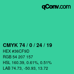 カラーコード: CMYK 74 / 0 / 24 / 19 | qconv.com