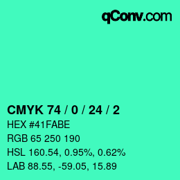 カラーコード: CMYK 74 / 0 / 24 / 2 | qconv.com