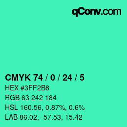 Color code: CMYK 74 / 0 / 24 / 5 | qconv.com