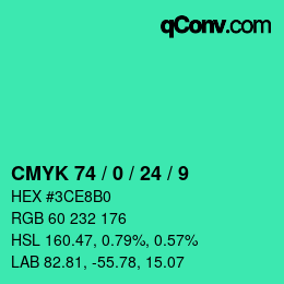 Código de color: CMYK 74 / 0 / 24 / 9 | qconv.com