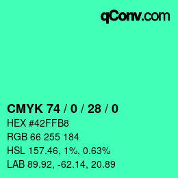 颜色代码: CMYK 74 / 0 / 28 / 0 | qconv.com