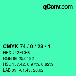 Color code: CMYK 74 / 0 / 28 / 1 | qconv.com