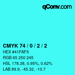 Color code: CMYK 74 / 0 / 2 / 2 | qconv.com