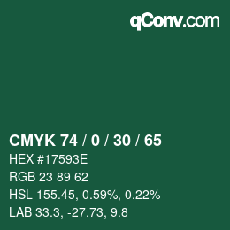 颜色代码: CMYK 74 / 0 / 30 / 65 | qconv.com