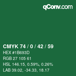 Color code: CMYK 74 / 0 / 42 / 59 | qconv.com