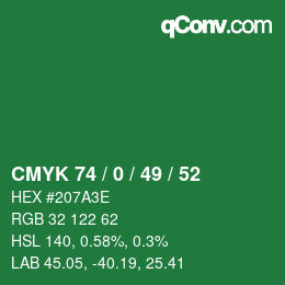 カラーコード: CMYK 74 / 0 / 49 / 52 | qconv.com