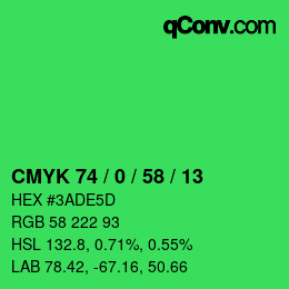 Color code: CMYK 74 / 0 / 58 / 13 | qconv.com