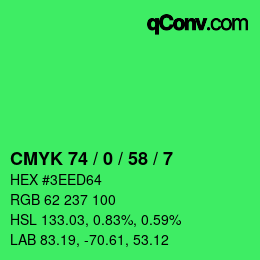 Farbcode: CMYK 74 / 0 / 58 / 7 | qconv.com
