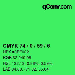 Farbcode: CMYK 74 / 0 / 59 / 6 | qconv.com