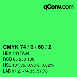 Color code: CMYK 74 / 0 / 60 / 2 | qconv.com