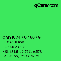 Color code: CMYK 74 / 0 / 60 / 9 | qconv.com