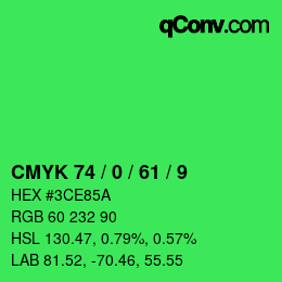 Farbcode: CMYK 74 / 0 / 61 / 9 | qconv.com