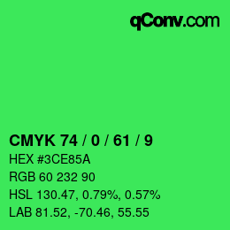 Código de color: CMYK 74 / 0 / 61 / 9 | qconv.com