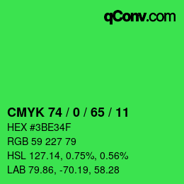 Color code: CMYK 74 / 0 / 65 / 11 | qconv.com