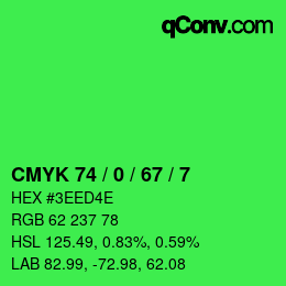 Farbcode: CMYK 74 / 0 / 67 / 7 | qconv.com