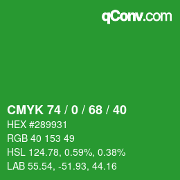 Color code: CMYK 74 / 0 / 68 / 40 | qconv.com