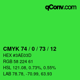 カラーコード: CMYK 74 / 0 / 73 / 12 | qconv.com