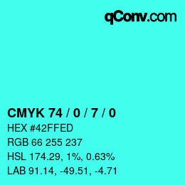 Color code: CMYK 74 / 0 / 7 / 0 | qconv.com