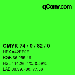 Farbcode: CMYK 74 / 0 / 82 / 0 | qconv.com