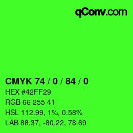 颜色代码: CMYK 74 / 0 / 84 / 0 | qconv.com
