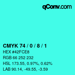 Color code: CMYK 74 / 0 / 8 / 1 | qconv.com